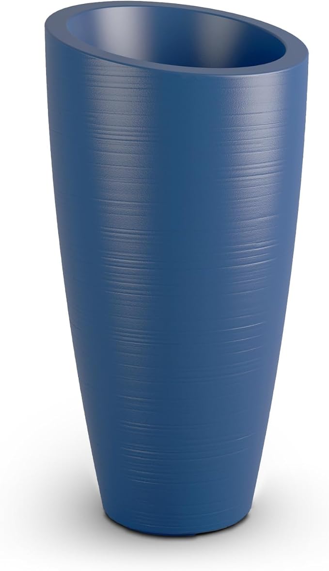 Mayne Inc. Modesto 32in Tall Planter - Neptune Blue - 16in L x 16in W x 32in H - 6 Gallons of Soil Capacity (8880-NB)