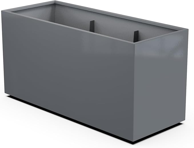 Plantercraft Powder-Coated Aluminum Planter Box - Rectangle - Metal All Weather | Indoor Outdoor | Made in USA | Fully Assembled