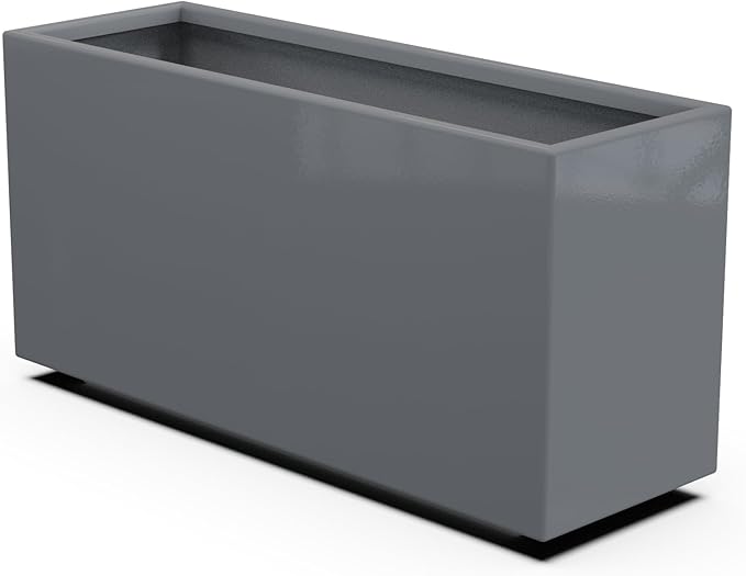Plantercraft Powder-Coated Aluminum Planter Box - Rectangle - Metal All Weather | Indoor Outdoor | Made in USA | Fully Assembled