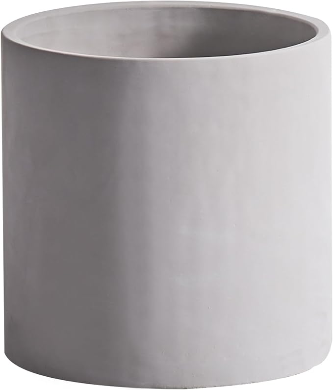 11 Inch Pot for Plants, Large Cement Planter with Drainage Hole, Mid-Century Modern Concrete Flower Pots for Home Decor, Office & Outdoor (Gray)