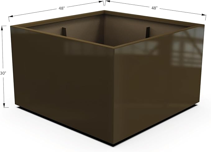 Plantercraft Powder-Coated Aluminum Planter Box - Square Cube - Metal All Weather | Indoor Outdoor | Made in USA | Fully Assembled