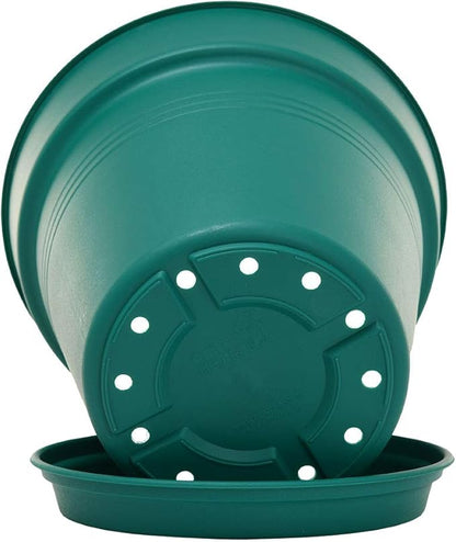 Mintra Home Garden Pots 4pk - Flowers, Herbs, Plants, Indoor, Outdoor, Colorful, Wholesale, Bulk (Forest Green, 19cm Diameter (7.5in))