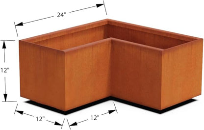 Plantercraft Large Rectangular Planter for Outdoor Plants - 24x12x18 Inch Corten Steel Planter Box | Heavy Duty Metal Planter for Patio, Garden & Commercial Landscaping