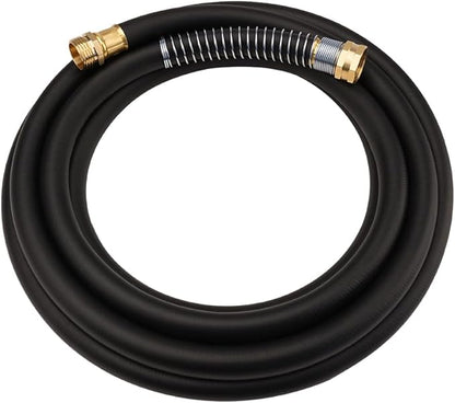 WiseFlow Garden Hose 15FT x 5/8", Heavy Duty Rubber Hose, Water Hose with Five Layered Braiding, Male Female Fittings, 1000PSI Burst, 300PSI Working (Black)