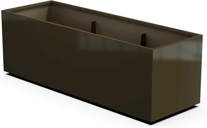 Plantercraft Powder-Coated Aluminum Planter Box - Rectangle - Metal All Weather | Indoor Outdoor | Made in USA | Fully Assembled