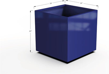 Plantercraft Powder-Coated Aluminum Planter Box - Square Cube - Metal All Weather | Indoor Outdoor | Made in USA | Fully Assembled