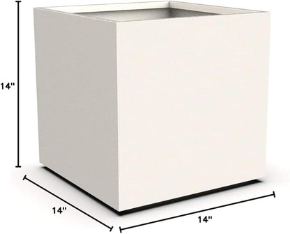 Plantercraft Powder-Coated Aluminum Planter Box - Square Cube - Metal All Weather | Indoor Outdoor Commercial Residential | Made in USA | Fully Assembled