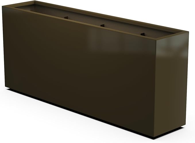 Plantercraft Powder-Coated Aluminum Planter Box - Rectangle - Metal All Weather | Indoor Outdoor | Made in USA | Fully Assembled