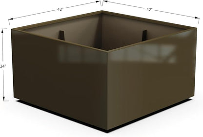 Plantercraft Powder-Coated Aluminum Planter Box - Square Cube - Metal All Weather | Indoor Outdoor | Made in USA | Fully Assembled