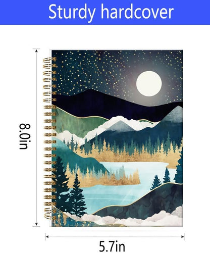 Spiral Journal Notebook,A5 Hardcover Lined Journals for Women Girl 6 x 8.3 in,120 Pages Thick Paper,Cute College Ruled Writing Notebook for Gifts Office Work School(Abstract Landscape Mountain)