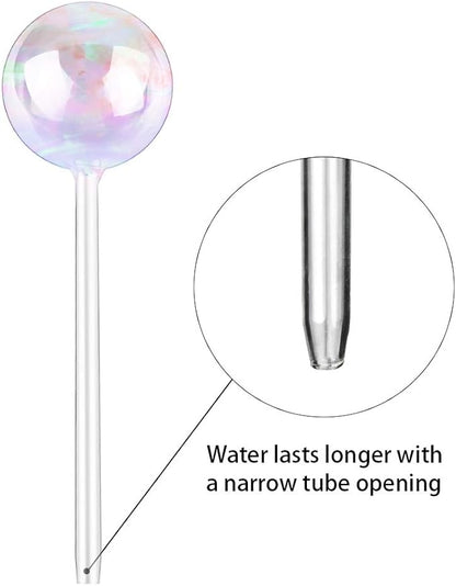 Tomorotec [2 PCS] Light Iridescent Rainbow Gradient Color Clear Glass Self-Watering System Spikes, Automatic Plant Waterer Bulbs