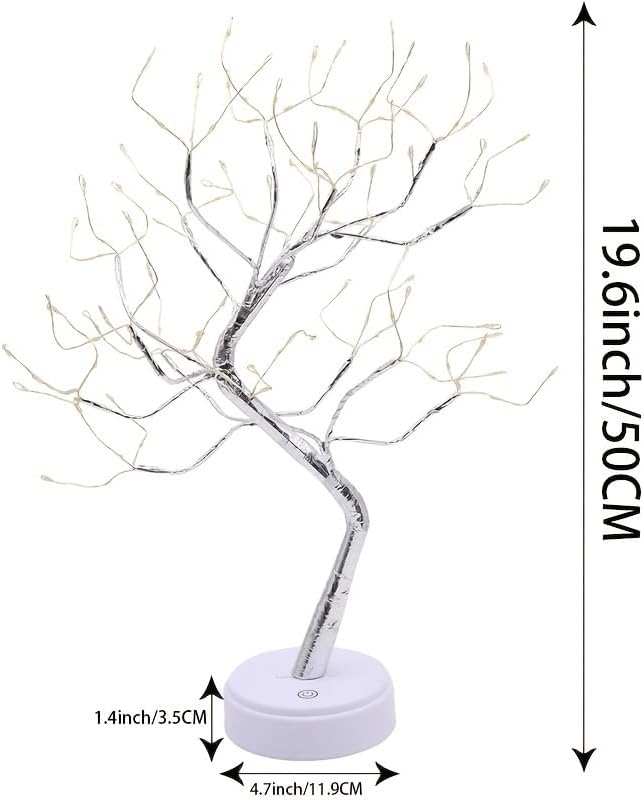 2 Pack Room Decor, 108 LED Tabletop Bonsai Tree Light, DIY Artificial Tree Lamp, Battery/USB Operated, Aesthetic Lamps for Living Room Bedroom Christmas Home Gifts House Decor