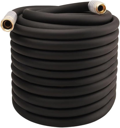 Heavy Duty Premium Garden Hose 200ft x 3/4", 300PSI Working, 1000PSI Burst, Hybrid Rubber Water Hose with Transparent Swivel Handle - Hot/Cold Water - Five Layered Braiding with Brass fittings (Black)