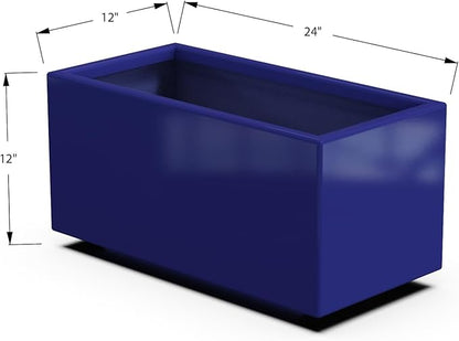 Plantercraft Powder-Coated Aluminum Planter Box - Rectangle - Metal All Weather | Indoor Outdoor | Made in USA | Fully Assembled