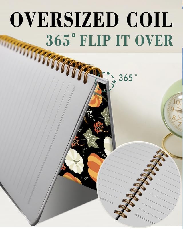 Spiral Journal Notebook,A5 Hardcover Lined Journals for Women Girl 6 x 8.3 in,120 Pages Thick Paper,Cute College Ruled Writing Notebook for Gifts Office Work School(Autumn Pumpkin Leaf)