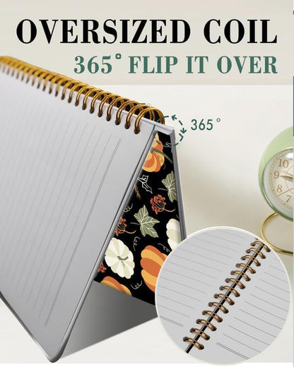 Spiral Journal Notebook,A5 Hardcover Lined Journals for Women Girl 6 x 8.3 in,120 Pages Thick Paper,Cute College Ruled Writing Notebook for Gifts Office Work School(Autumn Pumpkin Leaf)