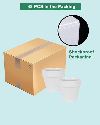 vensovo 48 Pcs 2" Tiny Ceramic Plant Pots with Drainage Hole - White Small Mini Ceramic Pottery Planter Ideal for Indoor/Outdoor Plants, Crafts, Wedding Favors