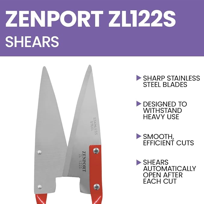 Zenport ZL122S Heavy Duty Onion and Sheep Shears, 5.5 Inch Stainless Steel Blades, Red - 3 Pack