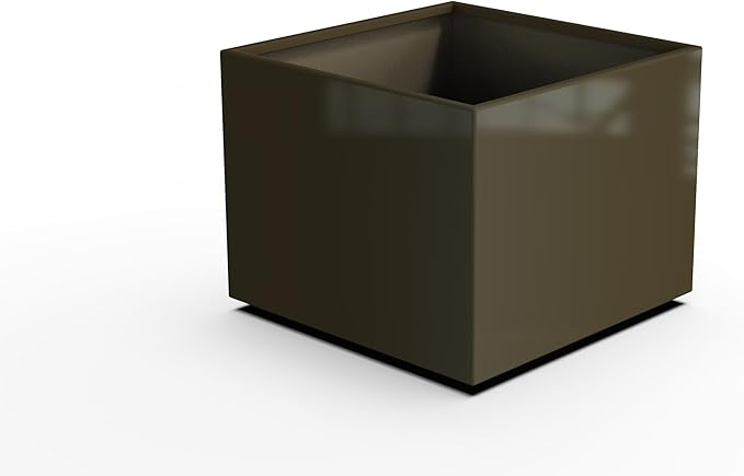 Plantercraft Powder-Coated Aluminum Planter Box - Square Cube - Metal All Weather | Indoor Outdoor | Made in USA | Fully Assembled