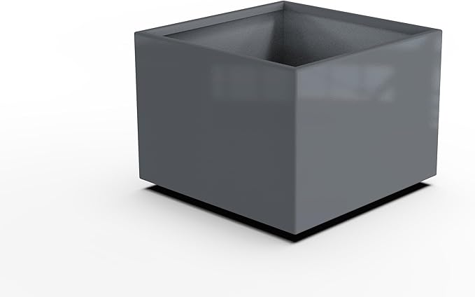 Plantercraft Powder-Coated Aluminum Planter Box - Square Cube - Metal All Weather | Indoor Outdoor | Made in USA | Fully Assembled