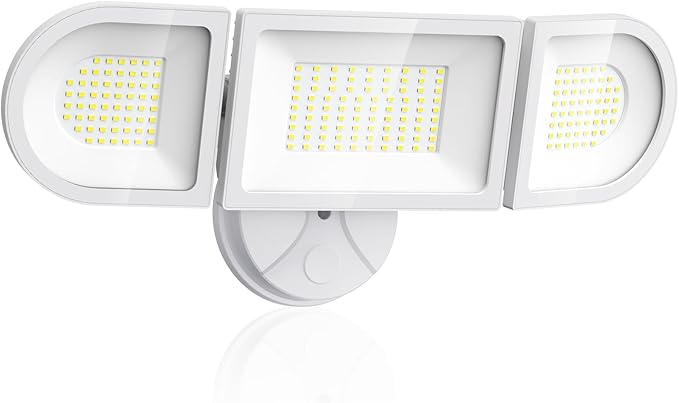 Olafus 130W Flood Lights Outdoor, 13000LM Super Bright LED Flood Light, IP65 Waterprooof Outdoor Flood Light Fixture, 3 Adjustable Heads, 6500K Exterior Security Lights for Yard, Garage, White