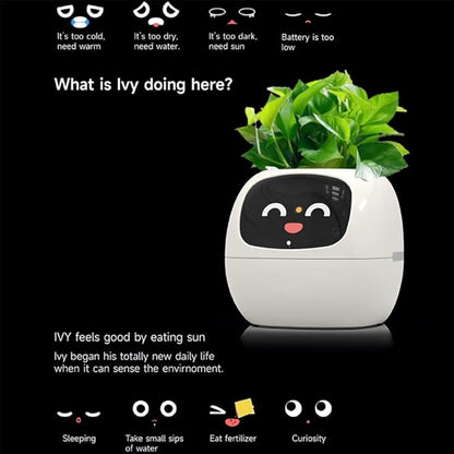 Smart Flowerpots,Smart Pet Planter,Ai Planter,Intelligent Flowerpots,Multiple Expressions,7 Smart Sensors, and Ai Chips Make Raising Plants Easy and Fun for Living Room,Plant-Free(Pink)