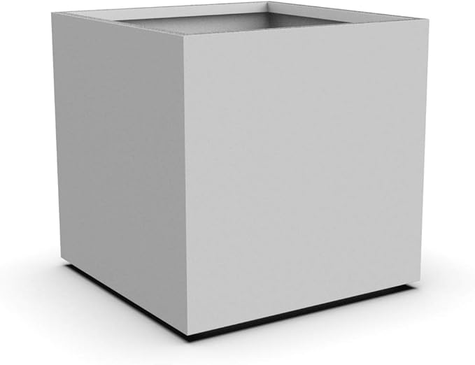 Plantercraft Powder-Coated Aluminum Planter Box - Square Cube - Metal All Weather | Indoor Outdoor Commercial Residential | Made in USA | Fully Assembled