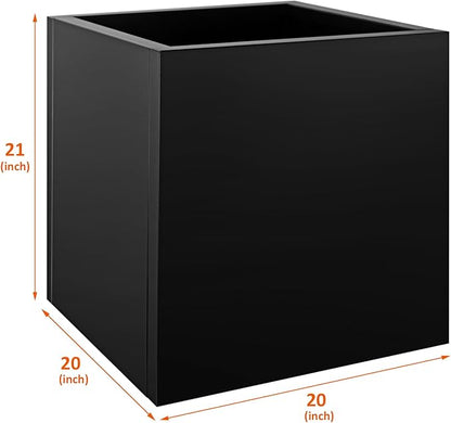 Square Metal Planter Box 20"x20"x21", Heavy Duty Galvanized Steel Planter Frost Proof Rust Resistant, Rectangular Planter Box for Indoor Outdoor Patio Porch Commercial Residential