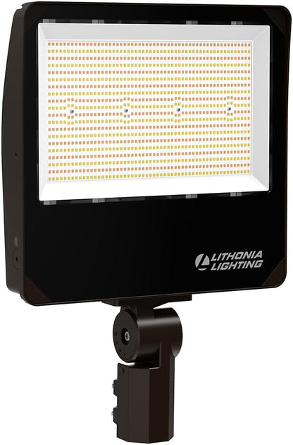 Lithonia Lighting All-in-One LED Flood Light, Waterproof LED Outdoor Light Fixture with Adjustable Brightness and Color Temperature, Yoke or Slipfitter Mount Dusk to Dawn Outdoor Lighting, UVOLT