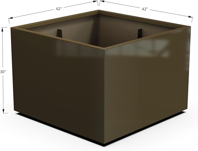 Plantercraft Powder-Coated Aluminum Planter Box - Square Cube - Metal All Weather | Indoor Outdoor | Made in USA | Fully Assembled