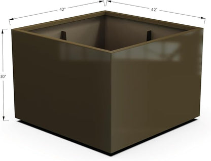 Plantercraft Powder-Coated Aluminum Planter Box - Square Cube - Metal All Weather | Indoor Outdoor | Made in USA | Fully Assembled