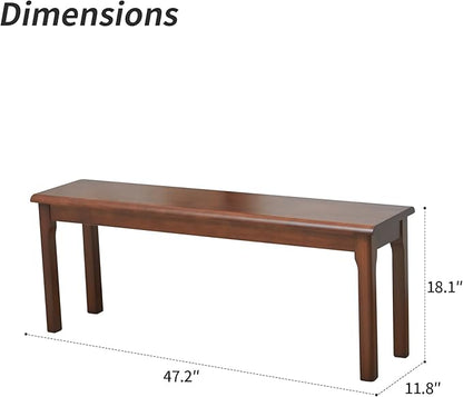 Outdoor indoor wood Bench, 47″Patio Garden,balcony,restaurant,canteen,refectory, entryway,kitchen,farmhouse,dining room,bedroom Wooden Bench,solid Wood benches for dining table,2 Person seat bench