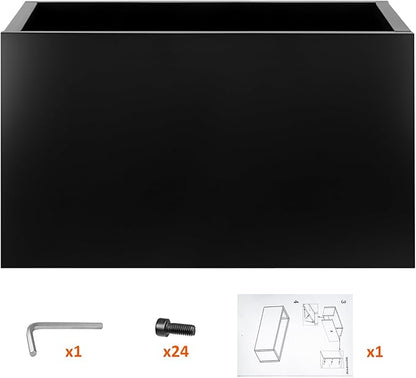 Metal Planter Box 40"x16"x24", Rectangular Steel Planter Box Frost Proof Rust Resistant Indoor&Outdoor, Heavy Duty Steel Planters for Commercial and Residential Use, Black
