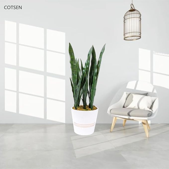 5 Pack Artificial Snake Plants Faux Agave Plant Fake Sansevieria Unpotted 30 inch Artificial Plants Suitable for Garden Home Office Indoor Outdoor Decoration (Green)