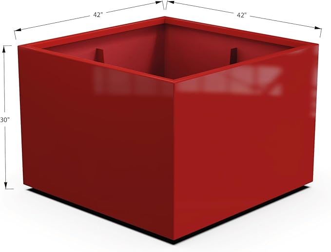 Plantercraft Powder-Coated Aluminum Planter Box - Square Cube - Metal All Weather | Indoor Outdoor | Made in USA | Fully Assembled