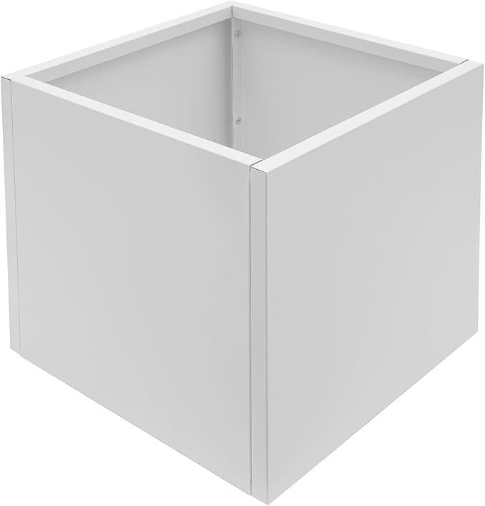 Steel Planter Box, 20" x 20" x 20" Square Planter Metal Box Tall Planters Heavy Duty Plant Boxes for Indoor Outdoor Tall Plants, Flowers or Shrubs (White, 20" x 20" x 20")