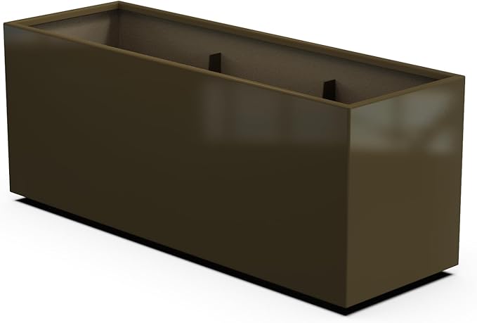 Plantercraft Powder-Coated Aluminum Planter Box - Rectangle - Metal All Weather | Indoor Outdoor | Made in USA | Fully Assembled