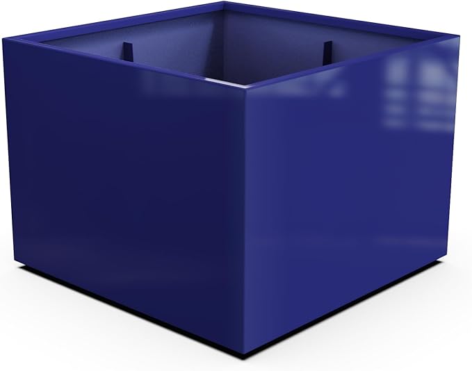 Plantercraft Powder-Coated Aluminum Planter Box - Square Cube - Metal All Weather | Indoor Outdoor | Made in USA | Fully Assembled