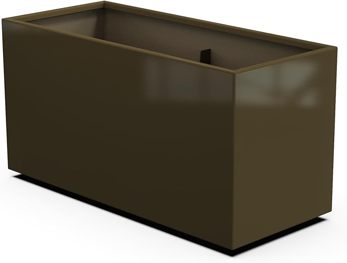 Plantercraft Powder-Coated Aluminum Planter Box - Rectangle - Metal All Weather | Indoor Outdoor | Made in USA | Fully Assembled