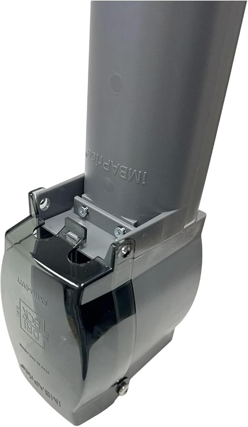iMBAPrice GPD19GR 19.5" Silver/Grey Outdoor Power Post Enclosure – Weatherproof Electrical Outlet Stake for Landscape Lighting, Garden Power & GFCI Receptacle Devices, 1-Pack