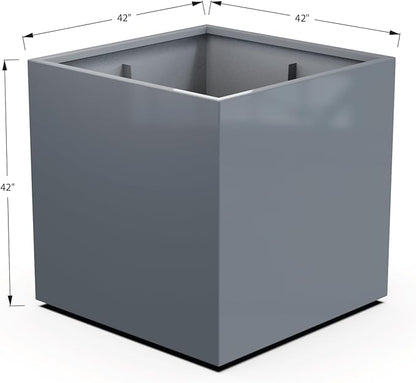 Plantercraft Powder-Coated Aluminum Planter Box - Square Cube - Metal All Weather | Indoor Outdoor | Made in USA | Fully Assembled