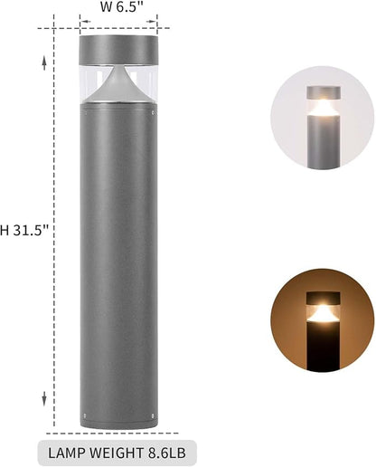 Outdoor Pathway Light, 32 in IP65 Waterproof Driveway Lights, 3000K led Landscape Lighting Outside，620LM Path Lights, 120V Hard Large Bollard Lamp for Garden Yard Patio Lawn Walkway Decor
