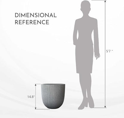 14.8" Tall Round Plastic Planter for Indoor Outdoor Plants, Large Indoor Outdoor Plant Pots with Drainage Hole and Plug, Flower Pots for Plants, Modern Decorative Planter Pots for Home Garden Patio