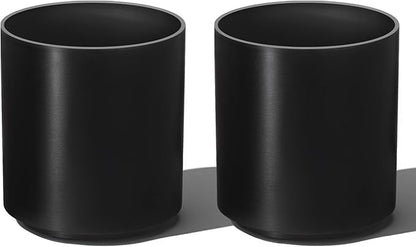 Round Planter Outdoor Indoor, Large Plant Pots for Porch, Patio, Backyard, Modern Decor for Tall Plants, Flowers (Black, 16 inch - 2 Pack)