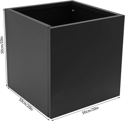 Steel Planter Box, 20" x 20" x 20" Square Planter Metal Box Tall Planters Heavy Duty Plant Boxes for Indoor Outdoor Tall Plants, Flowers or Shrubs (Black, 20" x 20" x 20")