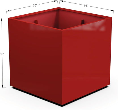 Plantercraft Powder-Coated Aluminum Planter Box - Square Cube - Metal All Weather | Indoor Outdoor | Made in USA | Fully Assembled