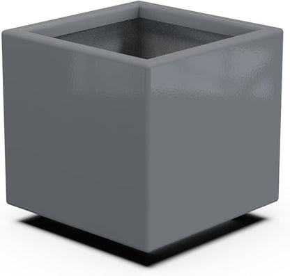 Plantercraft Powder-Coated Aluminum Planter Box - Square Cube - Metal All Weather | Indoor Outdoor | Made in USA | Fully Assembled
