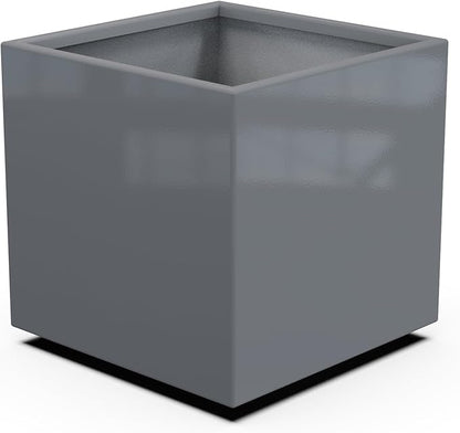 Plantercraft Powder-Coated Aluminum Planter Box - Square Cube - Metal All Weather | Indoor Outdoor | Made in USA | Fully Assembled