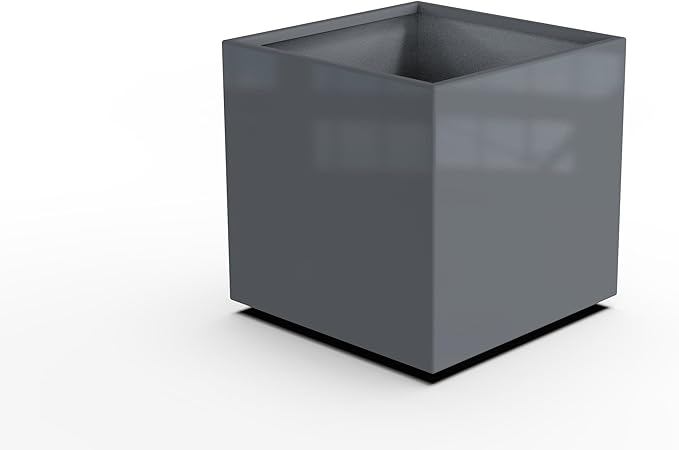 Plantercraft Powder-Coated Aluminum Planter Box - Square Cube - Metal All Weather | Indoor Outdoor | Made in USA | Fully Assembled