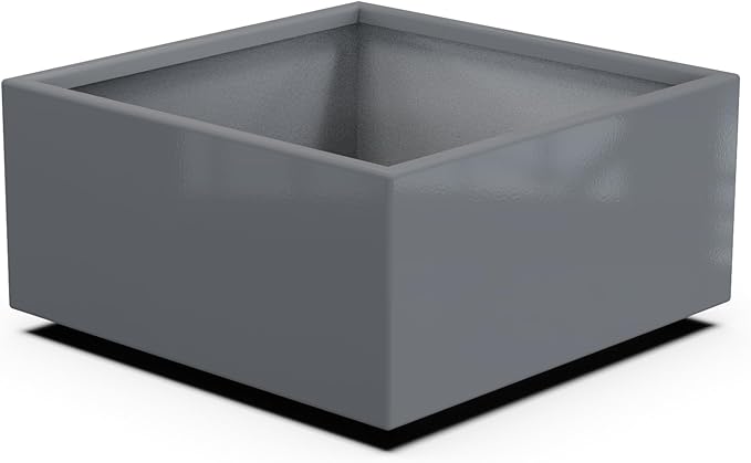 Plantercraft Powder-Coated Aluminum Planter Box - Square Cube - Metal All Weather | Indoor Outdoor | Made in USA | Fully Assembled